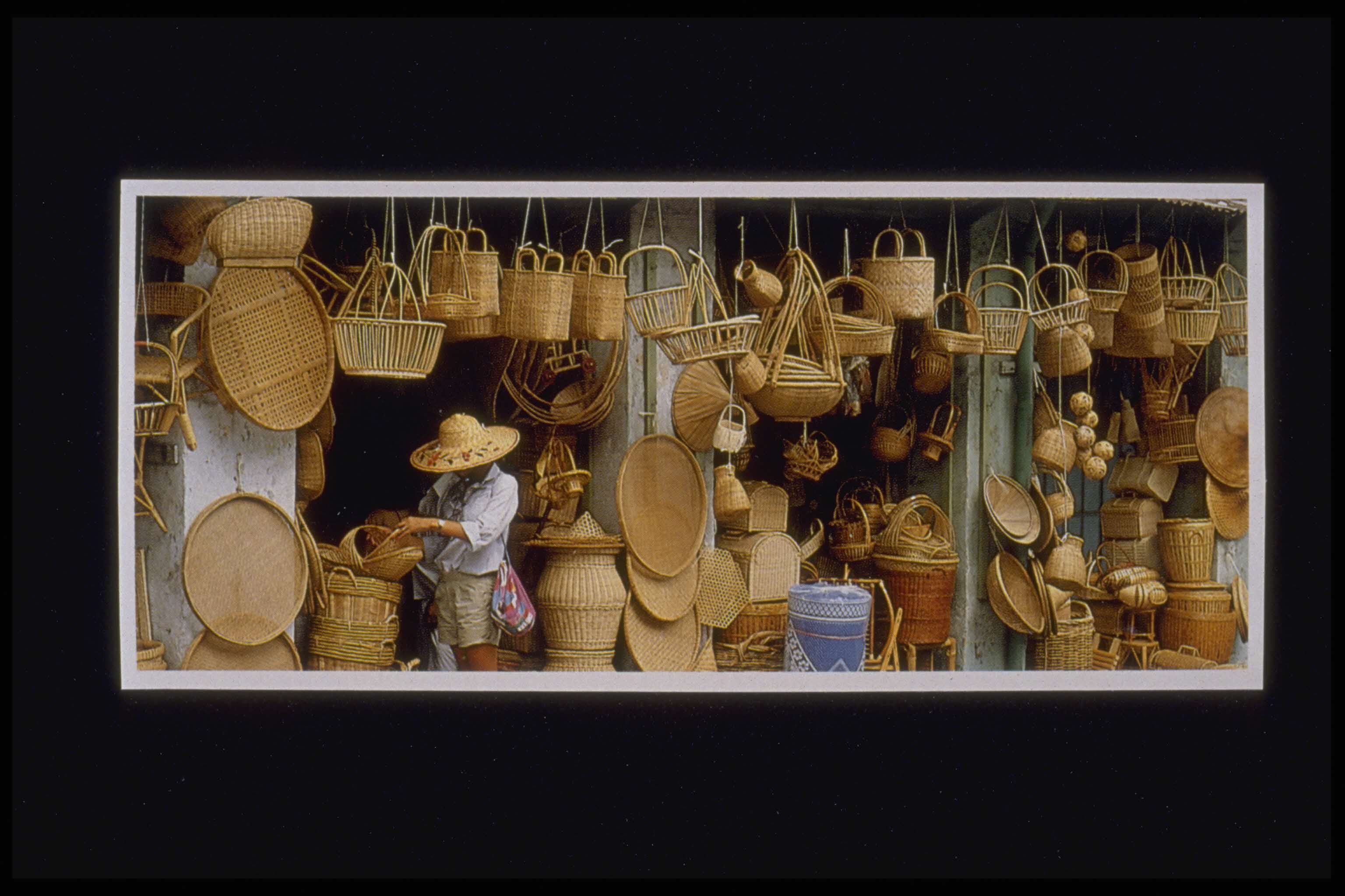 Postcard of a rattan shop in Kampong Gelam, 1980